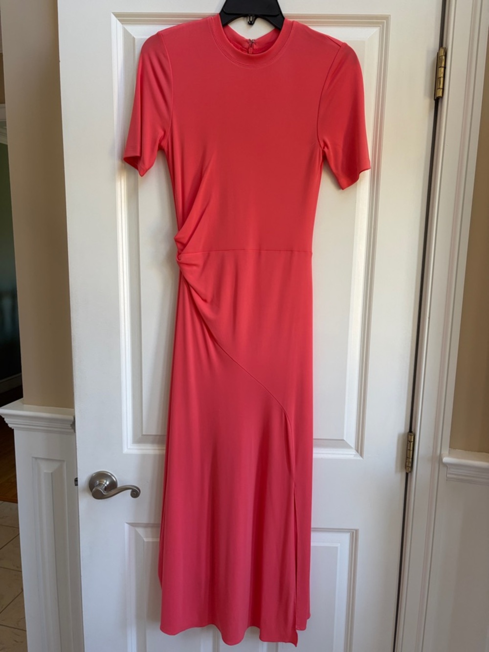 Halston - Coral Maxi Dress with Side Drape